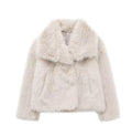 Manteau d'hiver en peluche mode chaud épais moelleux revers veste décontractée hauts à manches longues vêtements pour femmes