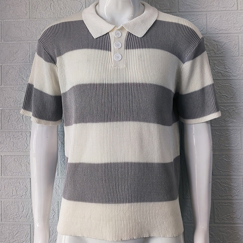 Vêtements homme mode été pull à revers manches courtes vêtements homme