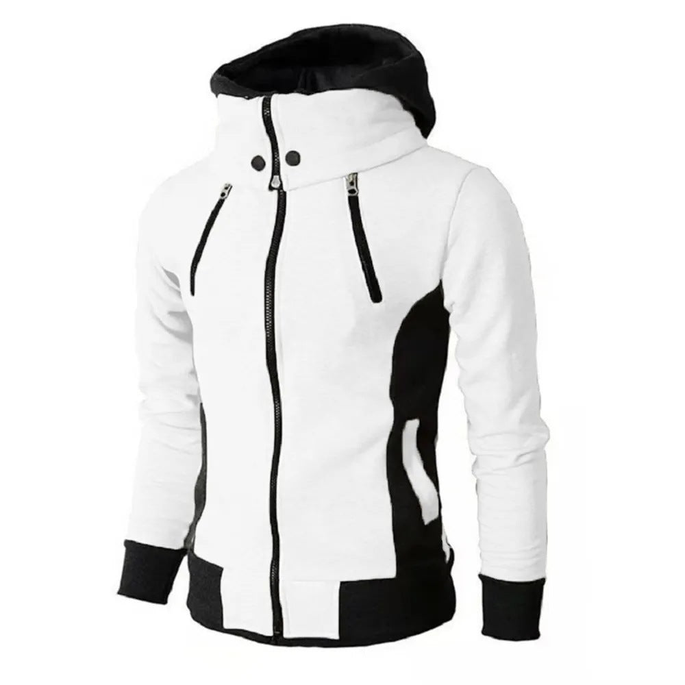 Veste à capuche zippée pour homme, fausse veste de sport deux pièces, cardigan décontracté, veste slim en molleton