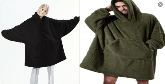 Sweat à Capuche avec Grande Poche Pull Confortable Polaire Double Face Plus Épais Couverture Portable