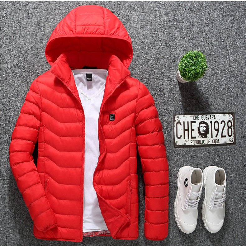 Veste d'hiver chauffante USB, en coton, électrique, manteau zippé, vêtements thermiques chauffants, gilet chauffant pour hommes